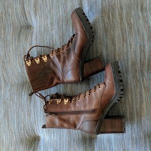 Guess Chunky Heel Lace-up Boots